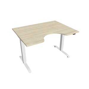 Elektricky výškovo nastaviteľný stôl Hobis Motion Ergo - 2 segmentový, štandardný ovládač Šírka: 120 cm, Farba dosky: agát, Farba kovu: biela RAL 9016