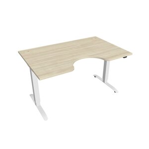 Elektricky výškovo nastaviteľný stôl Hobis Motion Ergo - 2 segmentový, štandardný ovládač Šírka: 140 cm, Farba dosky: agát, Farba kovu: biela RAL 9016