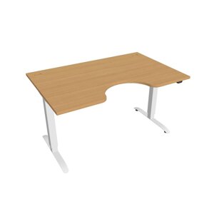 Elektricky výškovo nastaviteľný stôl Hobis Motion Ergo - 2 segmentový, štandardný ovládač Šírka: 140 cm, Farba dosky: buk, Farba kovu: biela RAL 9016