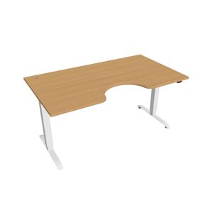 Elektricky výškovo nastaviteľný stôl Hobis Motion Ergo - 2 segmentový, štandardný ovládač Šírka: 160 cm, Farba dosky: buk, Farba kovu: biela RAL 9016