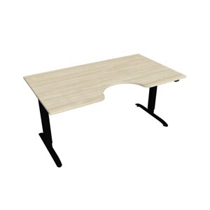 Elektricky výškovo nastaviteľný stôl Hobis Motion Ergo - 2 segmentový, štandardný ovládač Šírka: 160 cm, Farba dosky: agát, Farba kovu: čierna RAL 90…
