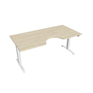 Elektricky výškovo nastaviteľný stôl Hobis Motion Ergo - 2 segmentový, štandardný ovládač Šírka: 180 cm, Farba dosky: agát, Farba kovu: biela RAL 9016
