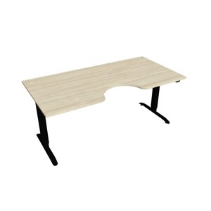 Elektricky výškovo nastaviteľný stôl Hobis Motion Ergo - 2 segmentový, štandardný ovládač Šírka: 180 cm, Farba dosky: agát, Farba kovu: čierna RAL 90…