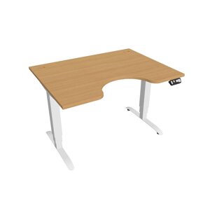 Elektricky výškovo nastaviteľný stôl Hobis Motion Ergo - 3M segmentový, pamäťový ovládač Šírka: 120 cm, Farba dosky: buk, Farba kovu: biela RAL 9016