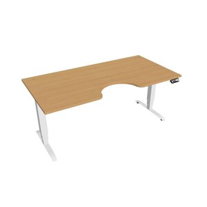 Elektricky výškovo nastaviteľný stôl Hobis Motion Ergo - 3M segmentový, pamäťový ovládač Šírka: 180 cm, Farba dosky: buk, Farba kovu: biela RAL 9016