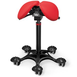 Sedlová stolička Salli MultiAdjuster Farba čalúnenia: Koža - PQ červená #05011/PQ, Výška postavy: Stredná (M) - do 170 cm, Konštrukcia: čierna + masá…