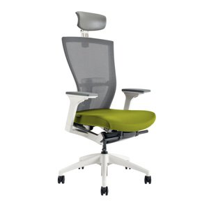 Ergonomická kancelárska stolička OfficePro Merens White Farba: zelená, Opierka hlavy: s opierkou