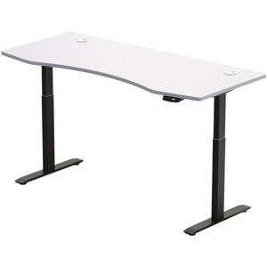 Elektricky výškovo nastaviteľný stôl Hi5 - 2 segmentový, pamäťový ovládač - čierna konštrukcia, biela doska