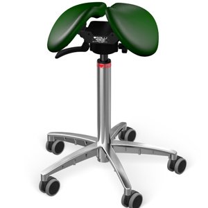 Sedlová stolička SALLI Swing Farba čalúnenia: Koža - borovicová zelená #98015, Výška postavy: Nízka (S) - do 150 cm, Konštrukcia: chrómová + štandard…