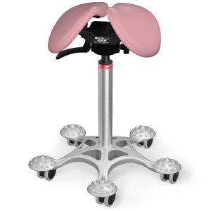 Sedlová stolička SALLI Swing Farba čalúnenia: Syntetická koža - ružová #9573, Výška postavy: Nízka (S) - do 150 cm, Konštrukcia: chrómová + masážna S…