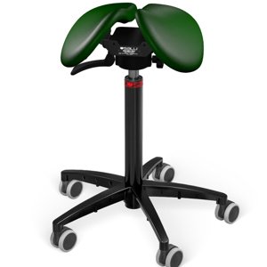 Sedlová stolička SALLI Swing Farba čalúnenia: Koža - borovicová zelená #98015, Výška postavy: Nízka (S) - do 150 cm, Konštrukcia: čierna + štandard z…