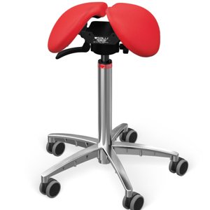 Sedlová stolička SALLI Swing Farba čalúnenia: Koža - PQ červená #05011/PQ, Výška postavy: Nízka (S) - do 150 cm, Konštrukcia: chrómová + štandard zák…
