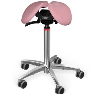 Sedlová stolička SALLI Swing Farba čalúnenia: Syntetická koža - ružová #9573, Výška postavy: Stredná (M) - do 170 cm, Konštrukcia: chrómová + štandar…