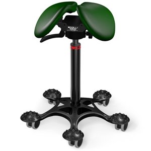 Sedlová stolička SALLI Swing Farba čalúnenia: Koža - borovicová zelená #98015, Výška postavy: Vysoká (L) - od 165 cm, Konštrukcia: čierna + masážna S…