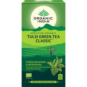 Organic India Tulsi so zeleným čajom, porciovaný čaj, 25 vreciek