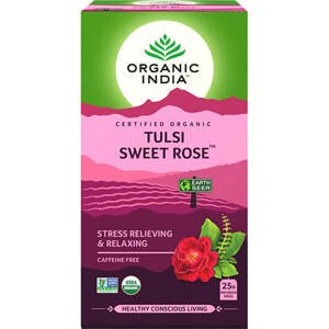 Organic India Tulsi Sladká ruža, porciovaný čaj, 25 vreciek